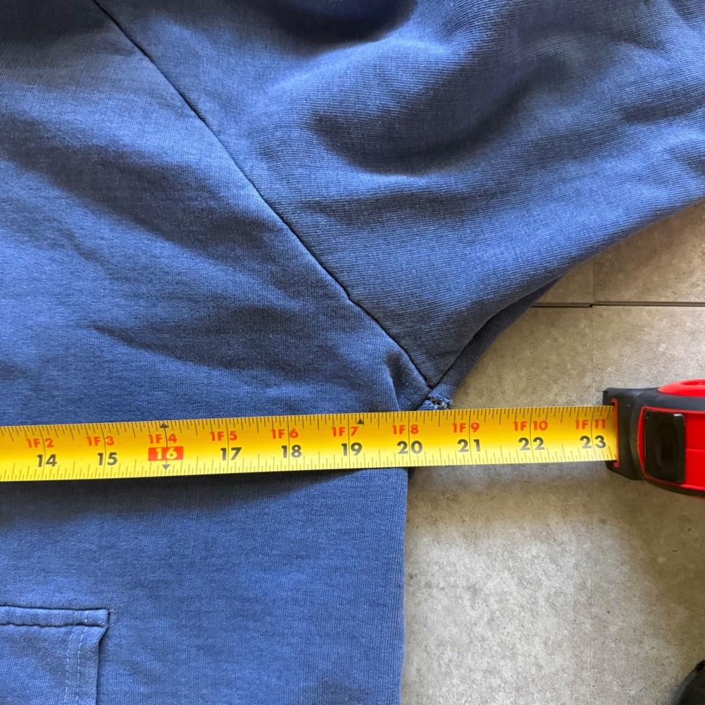 Vintage Distressed Waffle Thermal Lined Blue Full Zip Hoodie Distressed - Picture 5 of 10